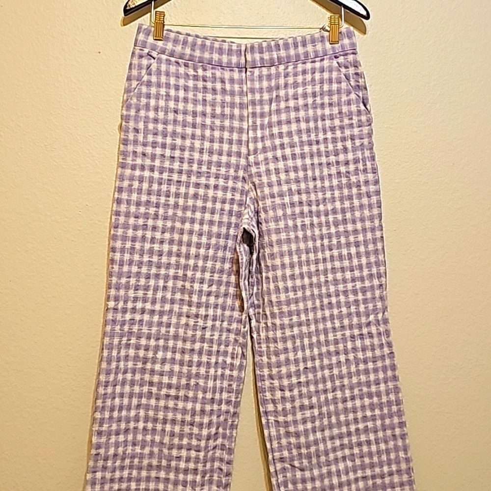 Zara, plaid, purple, large pants